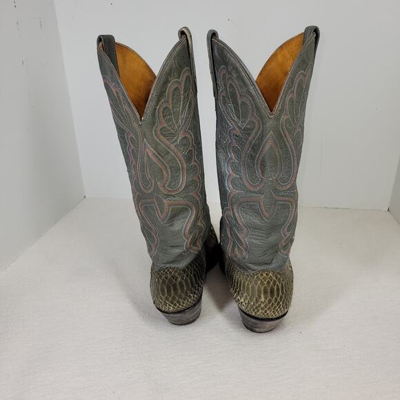 J Chisholm Boots Womens Sz 7.5M Gray Rodeo Western Python Snakeskin Leather Boot - Picture 7 of 16